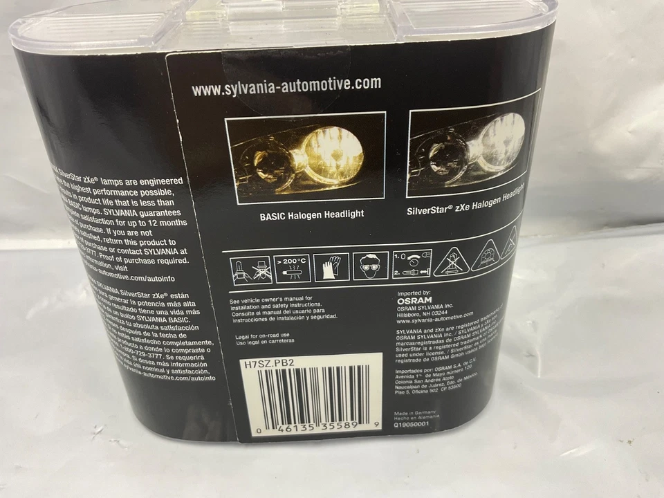 Pacote de faróis Sylvania Silverstar ZXE H7 55W duas lâmpadas H7SZ.PB2 - Imagem 3 de 3