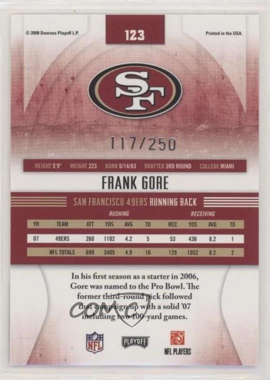 2008 Playoff Absolute Memorabilia Spectrum Blue /250 Arnaz Battle #126 - Image 2 of 2