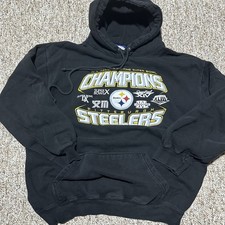 Vtg Super Bowl Champions Pittsburgh Steelers Hoodie Sweatshirt Mens L