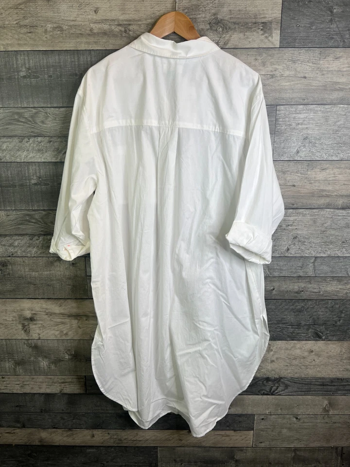Vestido Camisa Midi Maeve Anthropologie Talla 2XL Blanco Algodón Abotonado Básico Foto 2 de 4