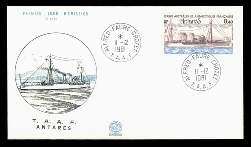 DR WHO 1981 FRENCH ANTARCTIC FSAT FDC ANTARES SHIP CACHET 8.40 w29433