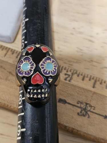 Day of the Dead Sugar Skull Ring Size 7 1/2