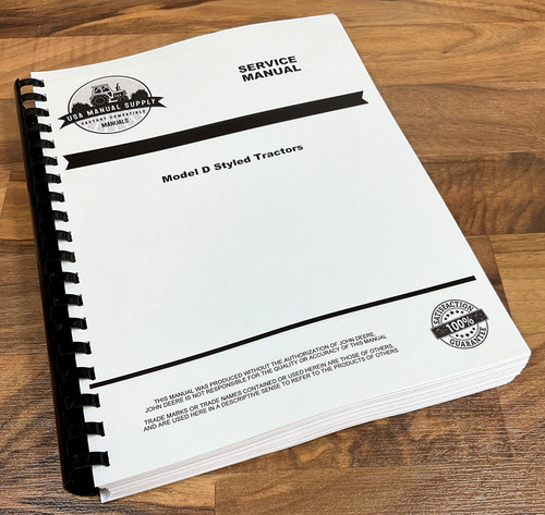 Service Manual fits John Deere D Styled Tractor Repair Shop Workshop Book