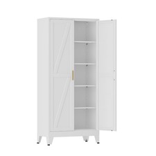 71 in Tall Metal Storage Cabinet Metal Cabinet with 4 Adjustable Shelves