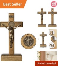 Unfinished Wood Standing Cross - 5in Table  Wall Crucifix for Reflection