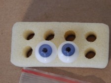 Pair of Vintage 12mm Solid Glass Full Round Blue Doll Eyes, Unbranded 5