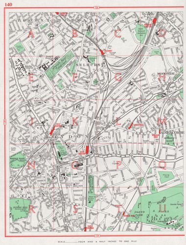 CROYDON. Thornton Heath Selhurst Woodside Addiscombe Norwood Junction 1964 map