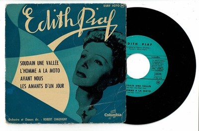 Edith PIAF Vinyl 45T EP PLÖTZLICH EIN TAL - L'HOMME A LA MOTO - COLUMBIA 1070