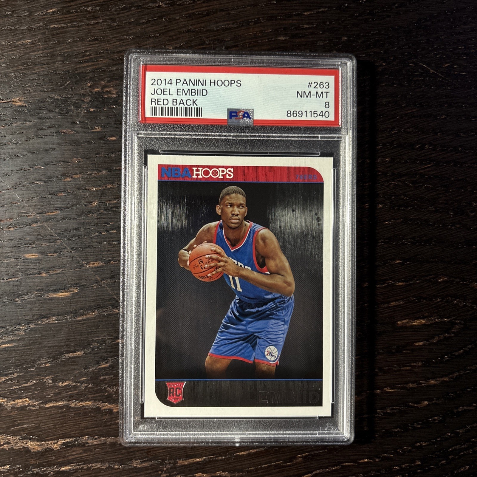 2014 Panini Hoops Joel Embiid #263 RC Red Back SP PSA 8 NM-MT 76ers Rookie