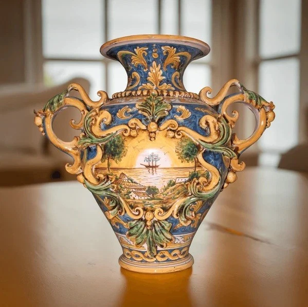 Greek Embossed Vase Ceramic Vases by Caltagirone Amphora Ornament Large
Opens in a new window or tab