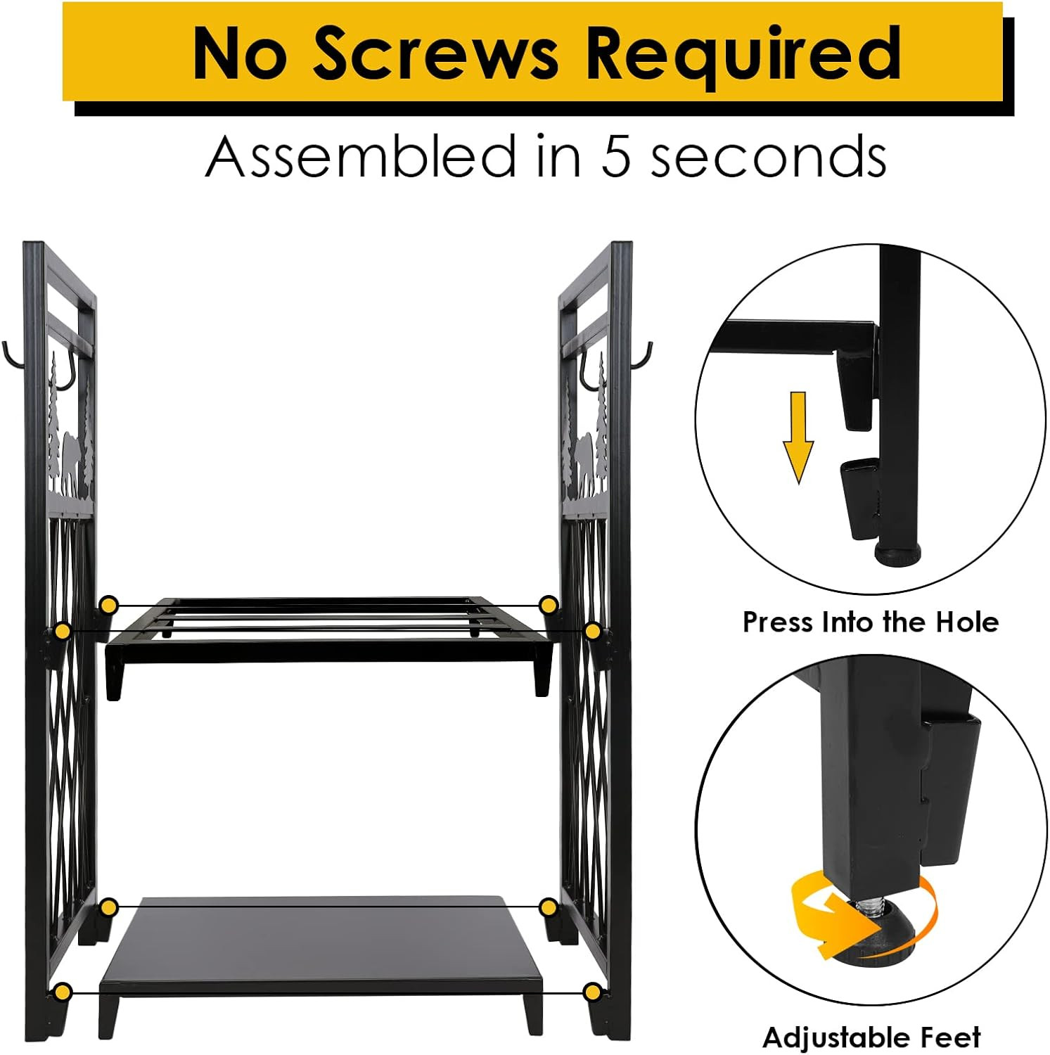 Firewood Rack with 4 Fireplace Tools, Fireplace Tool Sets Log Rack Outdoor Heavy