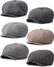 Suhine 6 Pcs Newsboy Cap for Men Octagonal Hat 8 Panel Wool Blend Beret Flat ...