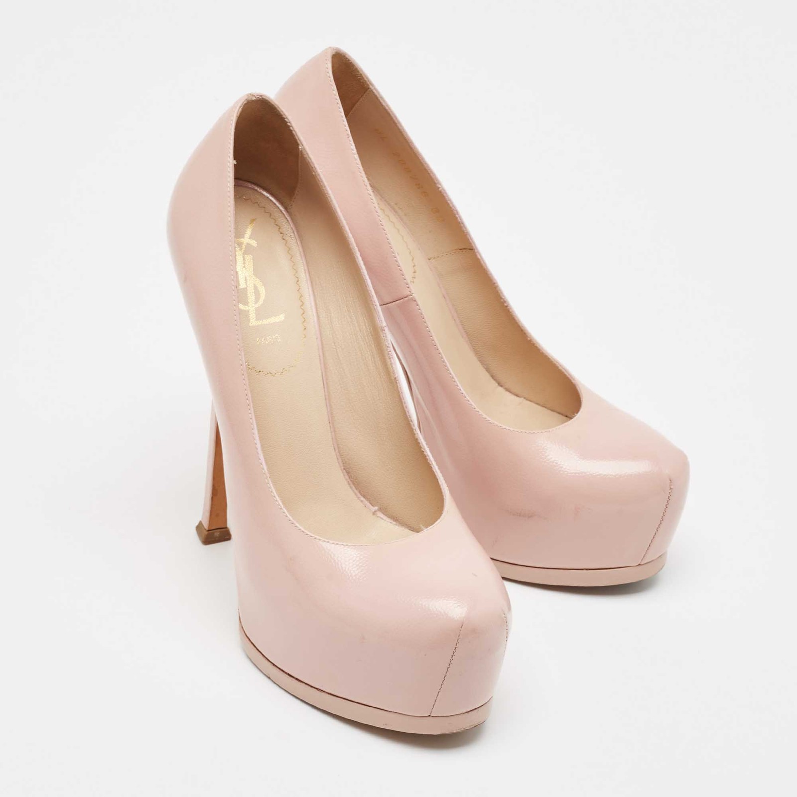 Decolte tributo Yves Saint Laurent in pelle rosa taglia 38