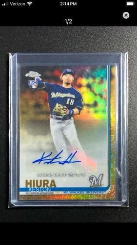 2019 Topps Chrome Rookie Debut Autograph Keston Hiura #RDA-KH Gold Refractor /50