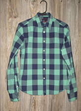 Untuckit Shirt Mens Sz XS Green Button Up Long Slv Slim Fit Preppy Academia