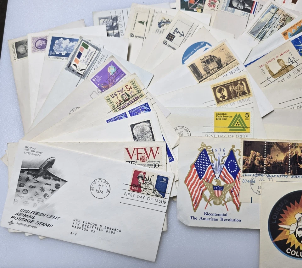First Day of Issue Lot of 20 Commemorative Stamped Envelopes Vintage 1960s 1970s - Image 2 of 4