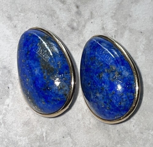 PBD 14K YELLOW GOLD PETER BRAMS DESIGNER GOLD LAPIS LAZULI EARRINGS