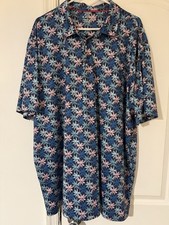 MAELREG Performance Polo 3XL Men's Short Sleeve Shirt Blue Pink Palm Tree