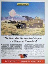 Original 1943 Vintage Print Ad Diamond T 105mm. Tank Destroyer Collectives