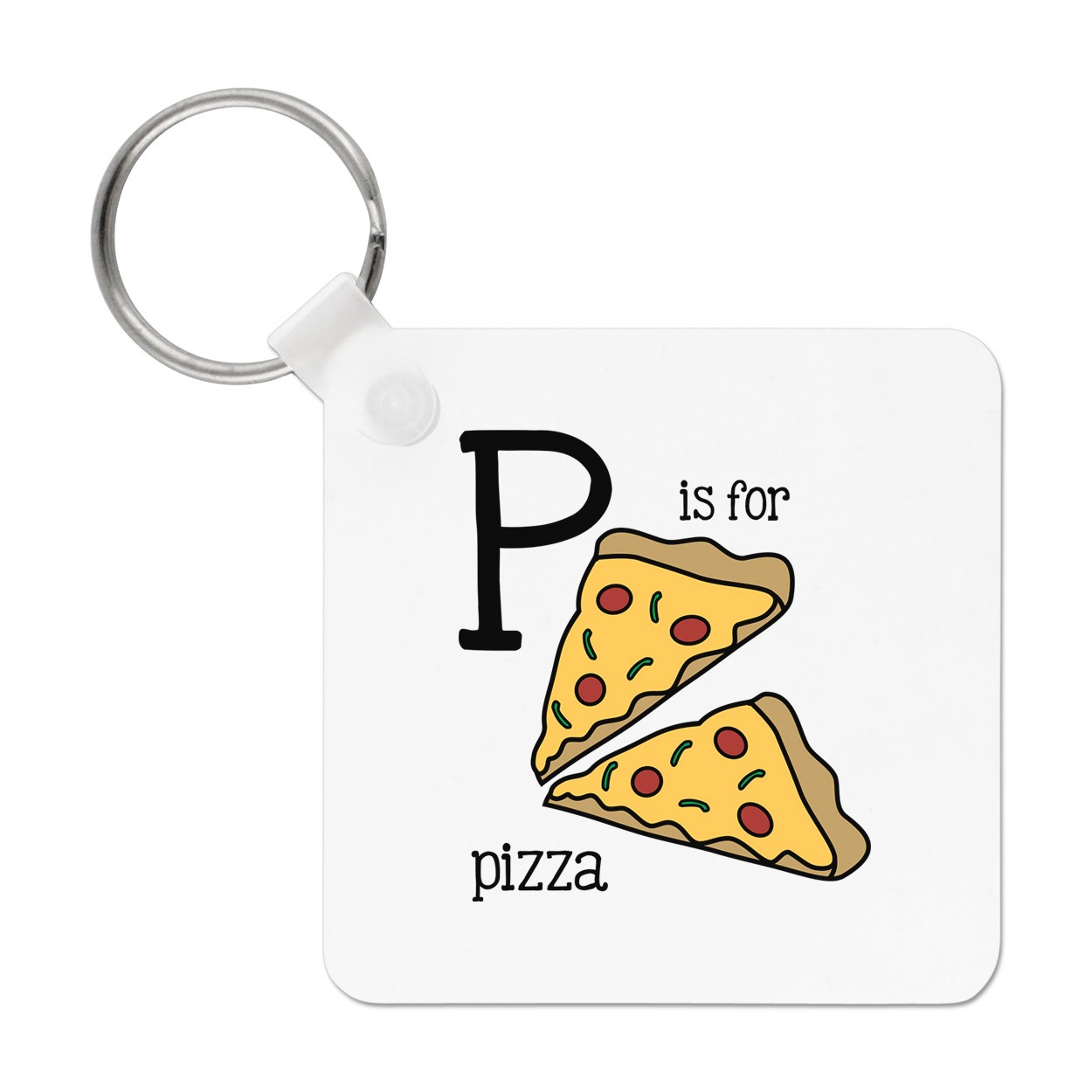 Letter P Is For Pizza Keyring Key Chain - Fast Food Alphabet Funny