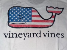 Vineyard Vines Kids Pocket American Tshirt Flag Whale White Cap Size Small