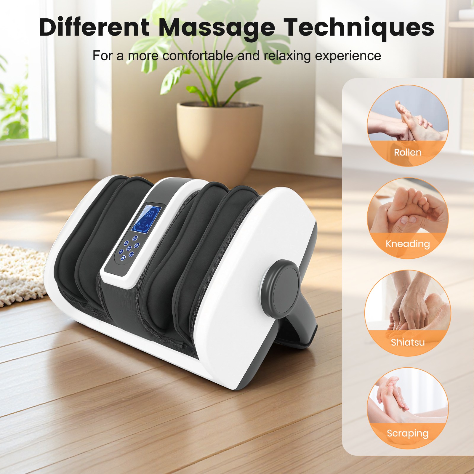 Shiatsu Foot Massager Machine W/ Heat Vibrate Deep Kneading for Plantar Fasciiti