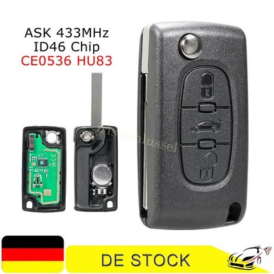 Klapp Funk Schlüssel CE0536 für Peugeot 308 207 307 CC RCZ Expert Citroen C4 C5