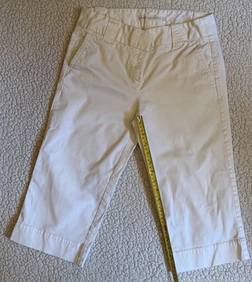 Women s J. Crew Chino Cropped Capri Shorts Size 4 White Summer Preppy Beach EUC