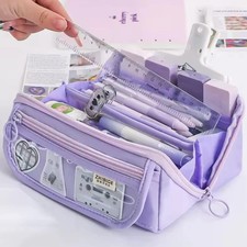 1pc large capacity learning pencil case with multifunctional desktop organizatio
