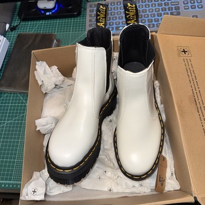 Doc Martens Leather boots ,   US Women s 5 Quad Retro White  , NOB