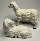 Vintage Sheep Figurines One Standing One Down Made In Japan