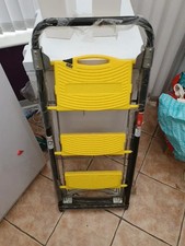 3 Step Folding Step Ladder Steel Yellow Platform Steps