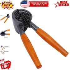 Ergonomic Spring-Loaded Nut Cracker with Wooden Handle for Hassle-Free Use