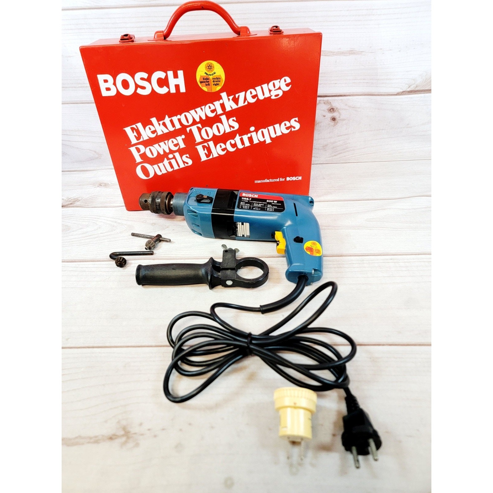 Vintage Bosch Swiss 1198.7 Hammer Drill 220v 700w 2.4a W/Original Metal Case