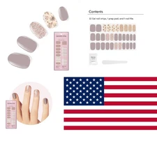 High-Shine Lavender Gel Nail Strips - 32 Wraps, Glitter Accents, Non-Dry Time