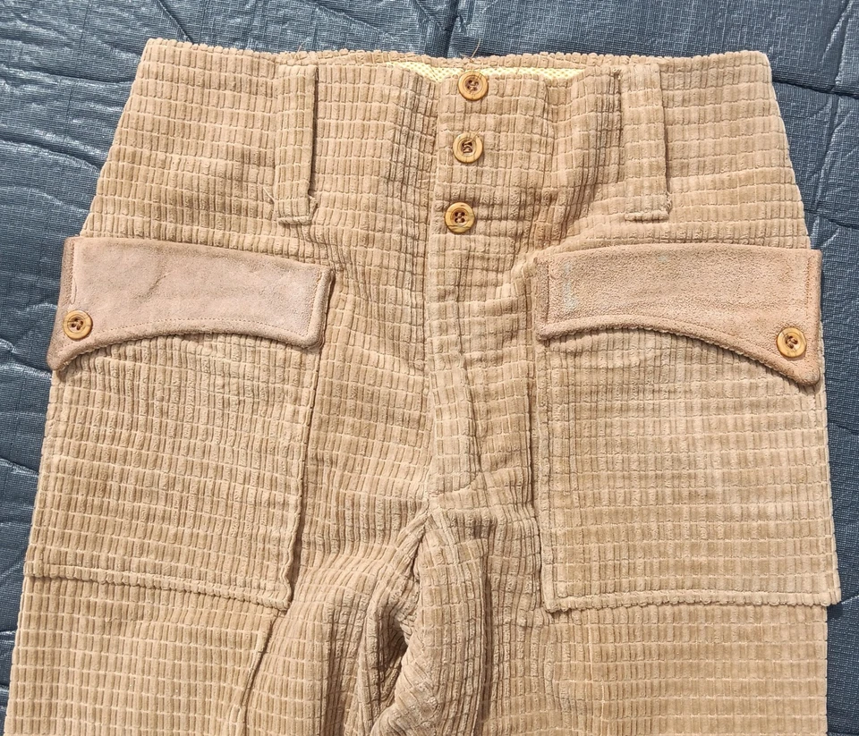 Vintage 1970s Corduroy Suede Fringe Flare Happy Native Costume Bell Bottoms - Image 3 of 4