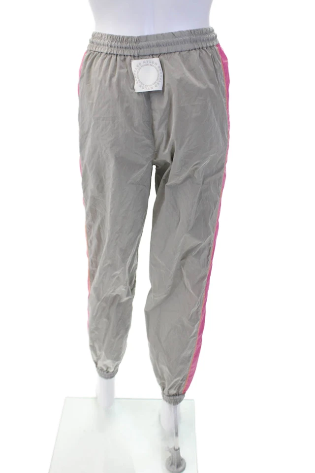 Pantalones forrados con textura cintura elástica con cordón Stella McCartney para mujer talla gris Foto 3 de 4