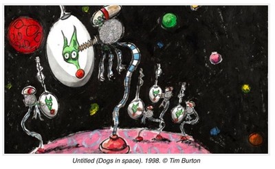 ''Untitled (Dogs in space), 1998 | The World of Tim Burton - Design Museum PRINT