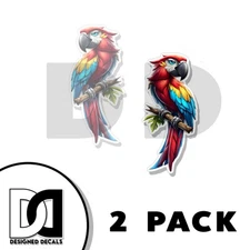 Tropical Macaw Bird Parrot Sticker Animal Art Decal Vinyl Novelty Made in US 2PK