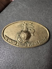 Vintage Solid Brass United States Marine Corp Belt Buckle
