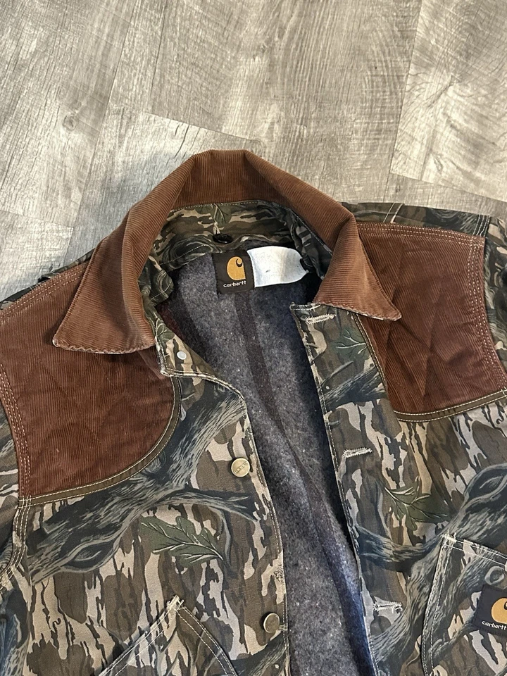 VTG Carhartt Jacket-Mossy Oak Treestand Camo-Blanket Lined Canvas-Chore Coat-L - Image 2 of 4