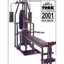 York Indoor Gym Set Pec Mate 2001 Bench Press Lat Pull Down Multi Gym Tricep