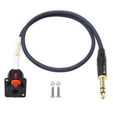 Devinal 1/4 inch Pass Through Cable, 6.35mm Female Panel Mount to Male Connec...