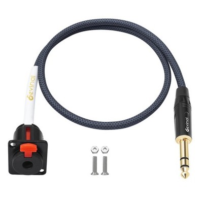 Devinal 1/4 inch Pass Through Cable, 6.35mm Female Panel Mount to Male Connec...