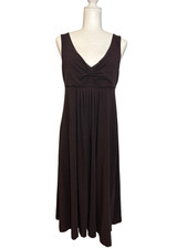 J. Crew chocolate brown v-neck sleeveless empire waist midi dress - M