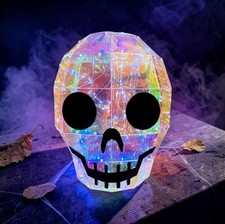 Hyde Eek Boutique 14-3/8" Light-up Iridescent Skull Halloween Decorative Prop