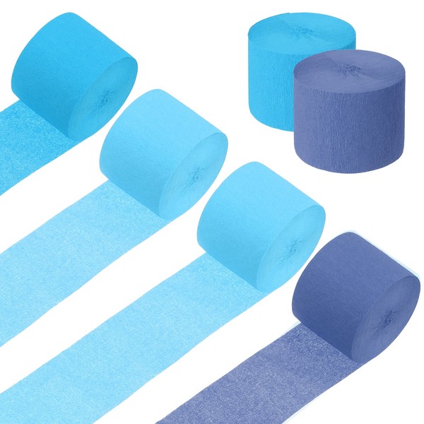 6 Rollen Krepppapier, Hochzeitsdekoration, Marineblau, Himmelblau, Hellblau-image