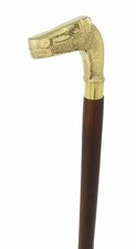 Nautical Brass Horse Design Head Handle Antique Wooden Walking Stick Cane Gift