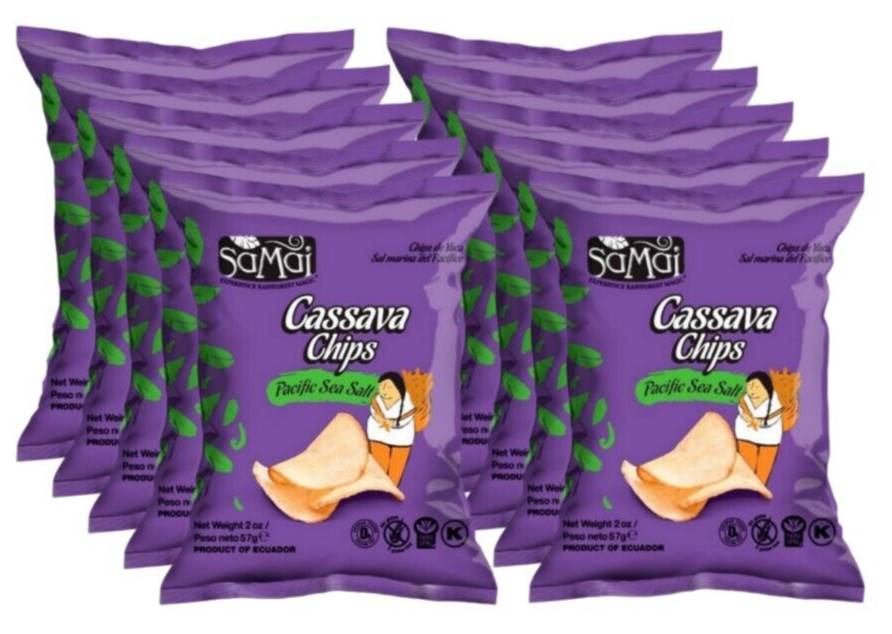 10 x 57 g Maniok Cassava Chips mit Meersalz Glutenfrei Paleo Vegan SAMAI