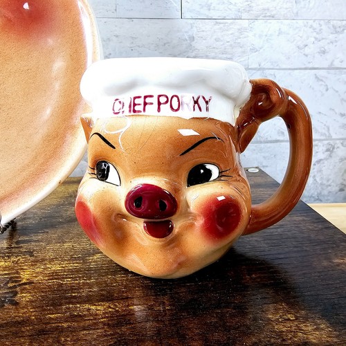HTF Vintage Chef Porky Pig Platter and Mug Kelvin Exclusives Japan 1959 LOT - Picture 2 of 8